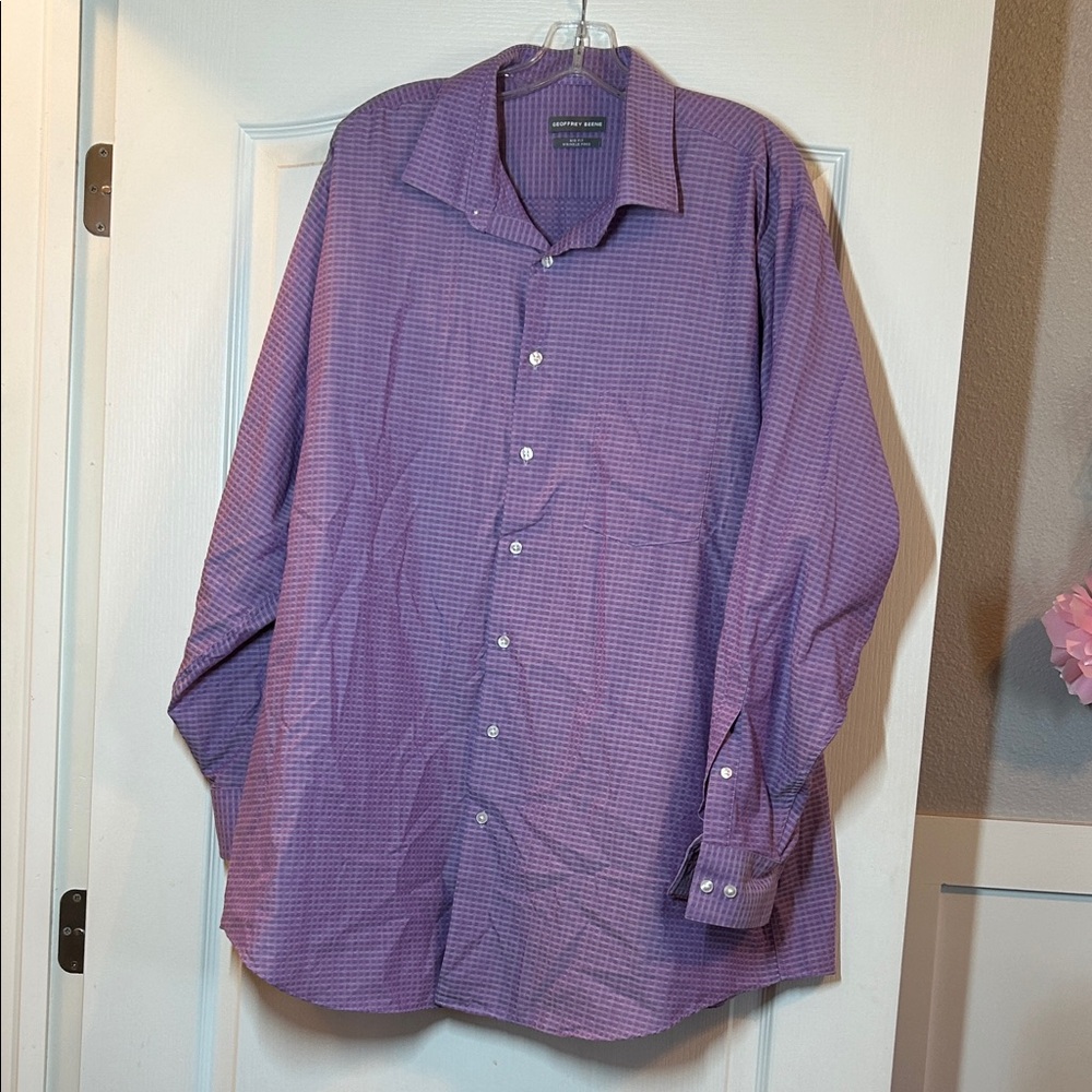 Geoffrey Beene Big Fit Wrinkle-Free Purple Button Up Men's